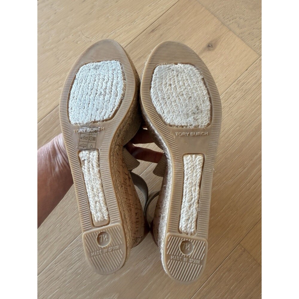 Tory Burch Women's Size 7.5 ‘Natanya’ Linen Blend Cork Espadrille Wedges - Picture 5 of 9